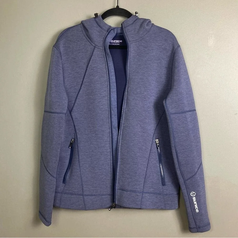 Sunice Performance Jacket Mens‎ M NEW Fitted Hooded full Zip Pockets Blue